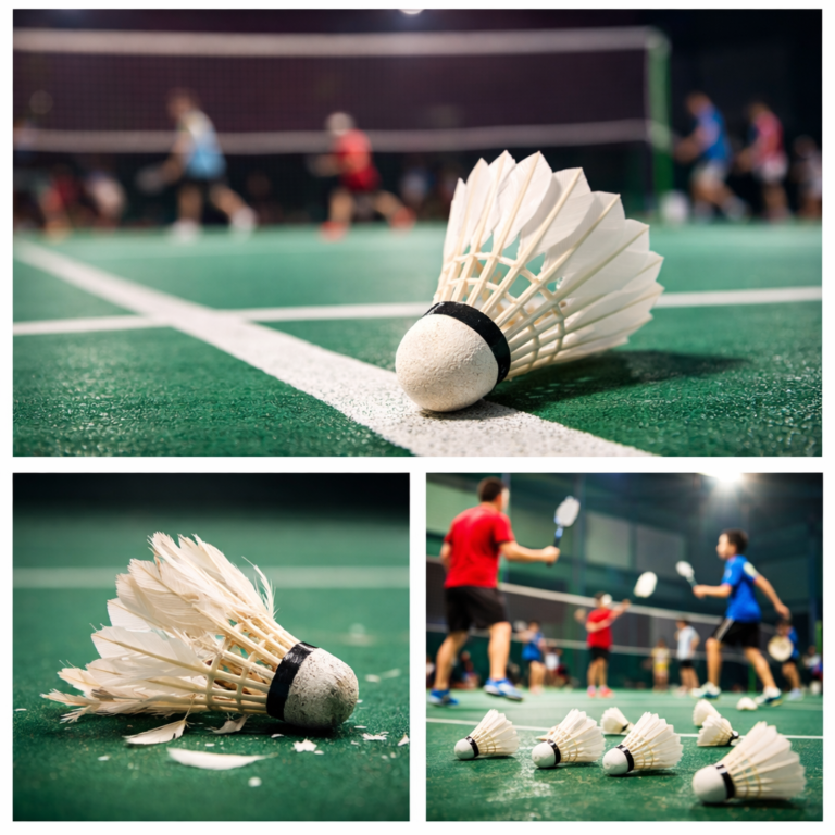 badminton training shuttlecock on court